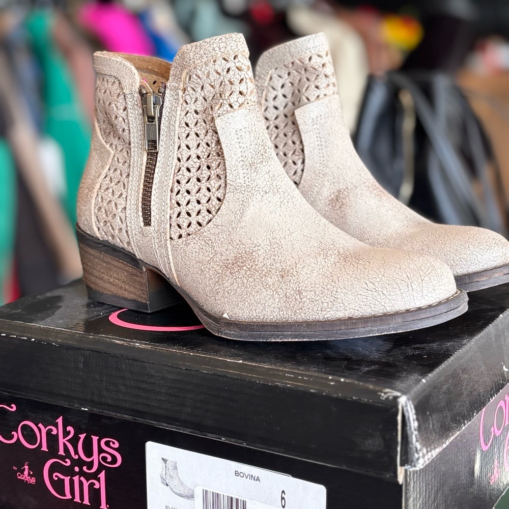 Corkys Textured Tan Ankle Booties